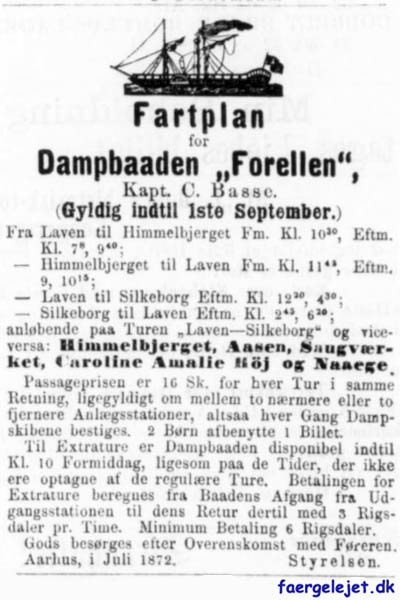 Fartplan for Dampbaaden Forellen p silkeborgsrene 1872
