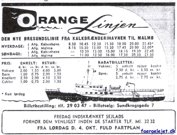 Fartplan for Orangelinien, Den nye resundslinie fra Kalkbrnderihavnen