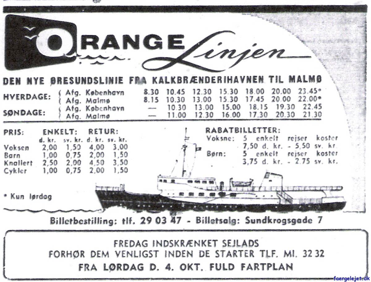 Fartplan for Orangelinien, Den nye resundslinie fra Kalkbrnderihavnen